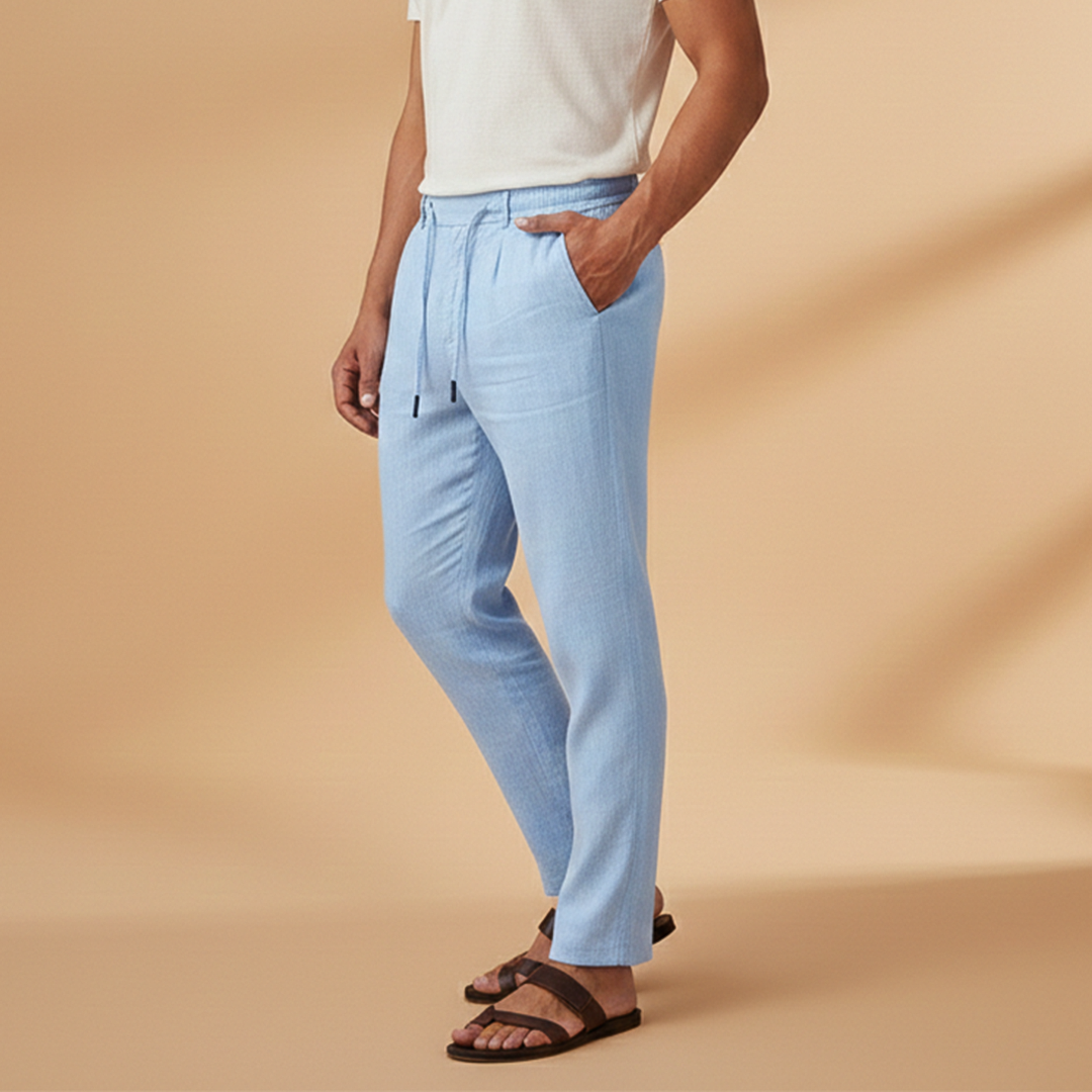 Men's Casual Trousers with Elasticated Waistband and Side Pockets