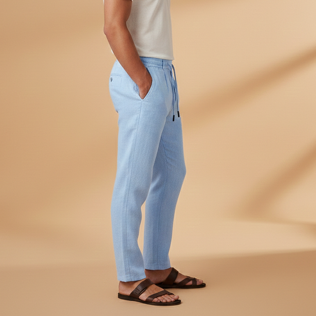 Men's Casual Trousers with Elasticated Waistband and Side Pockets