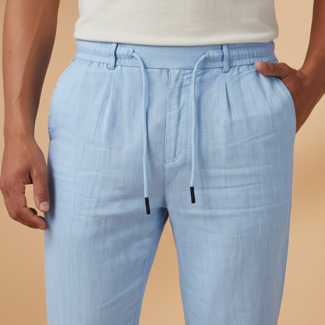 Men's Casual Trousers with Elasticated Waistband and Side Pockets