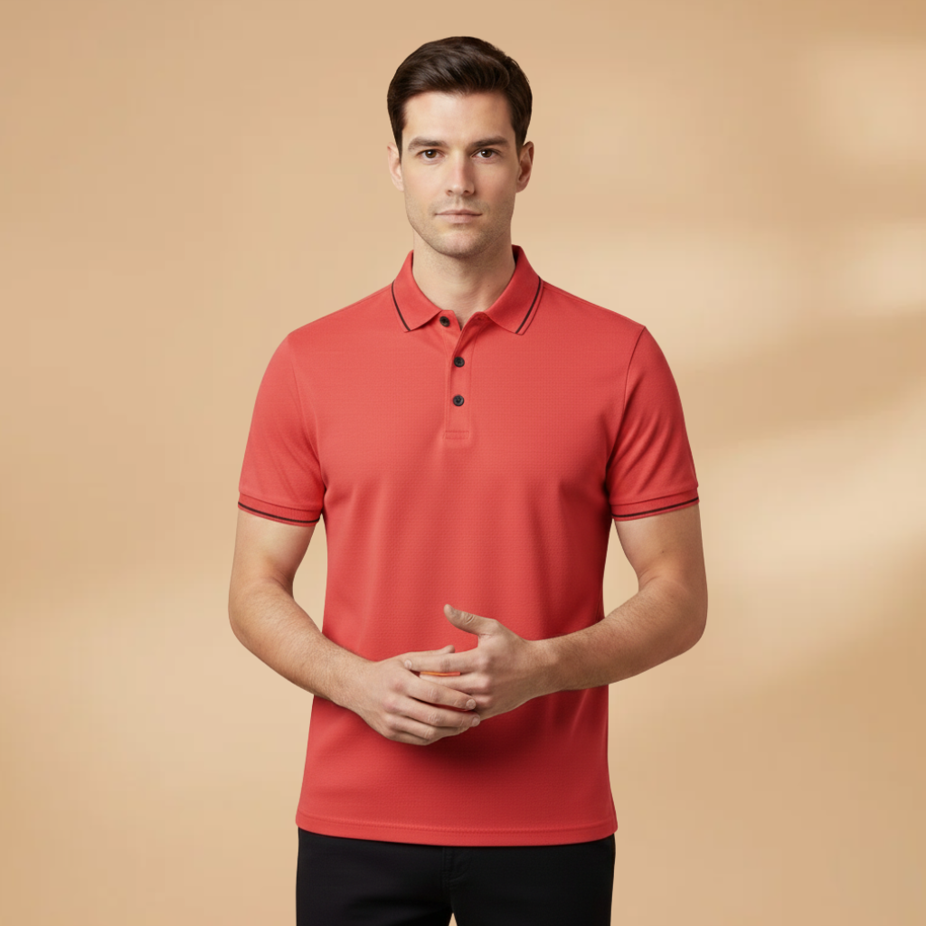 Men’s Polo Shirt with Short Sleeves and Slim Fit