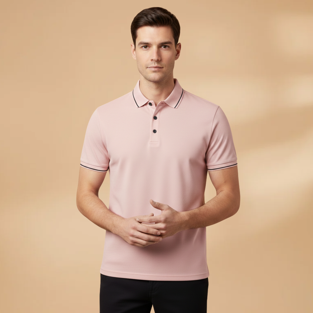 Men’s Polo Shirt with Short Sleeves and Slim Fit