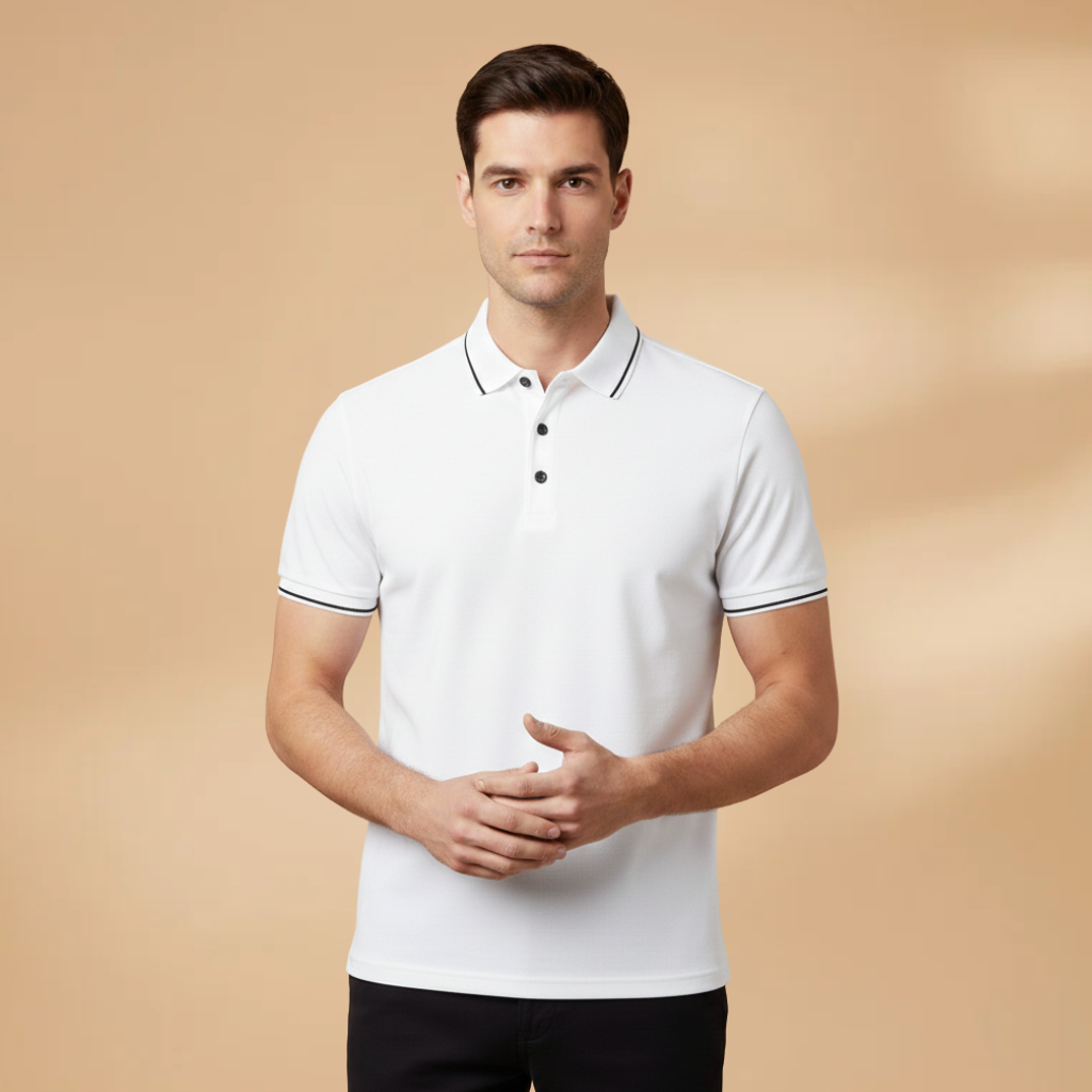 Men’s Polo Shirt with Short Sleeves and Slim Fit