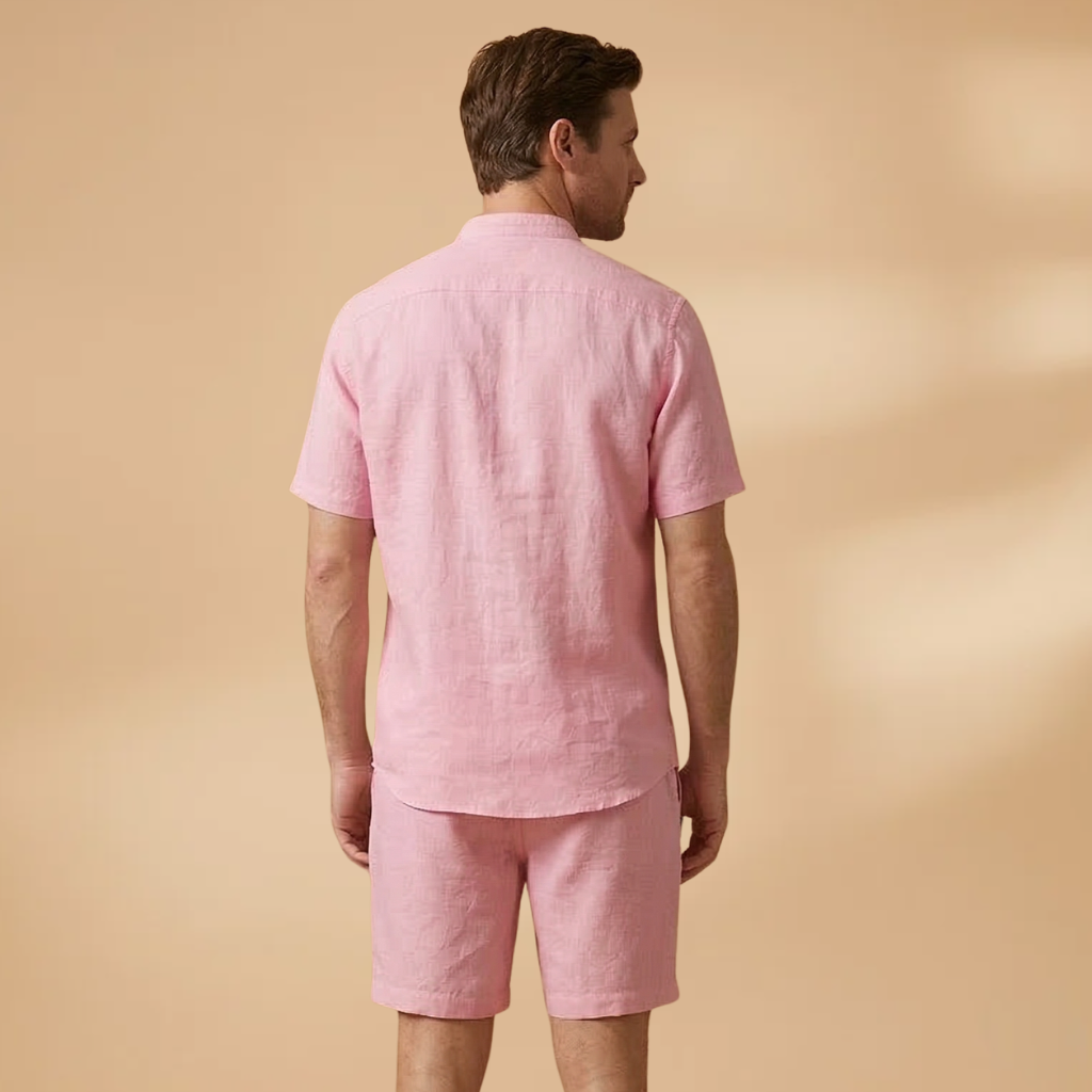Men’s Shirt and Shorts Set with Short Sleeves and Elastic Waist