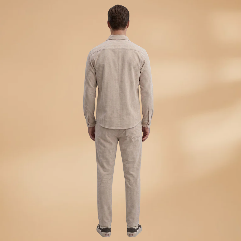 Men's Shirt and Trouser Set with Striped Design