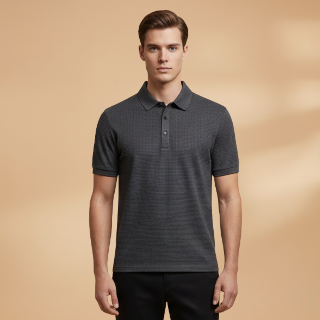 Tommy Men’s Short Sleeve Polo Shirt with Collar and Button Placket