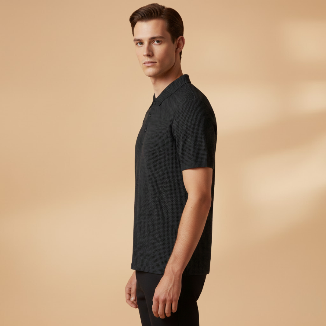 Tommy Men’s Short Sleeve Polo Shirt with Collar and Button Placket