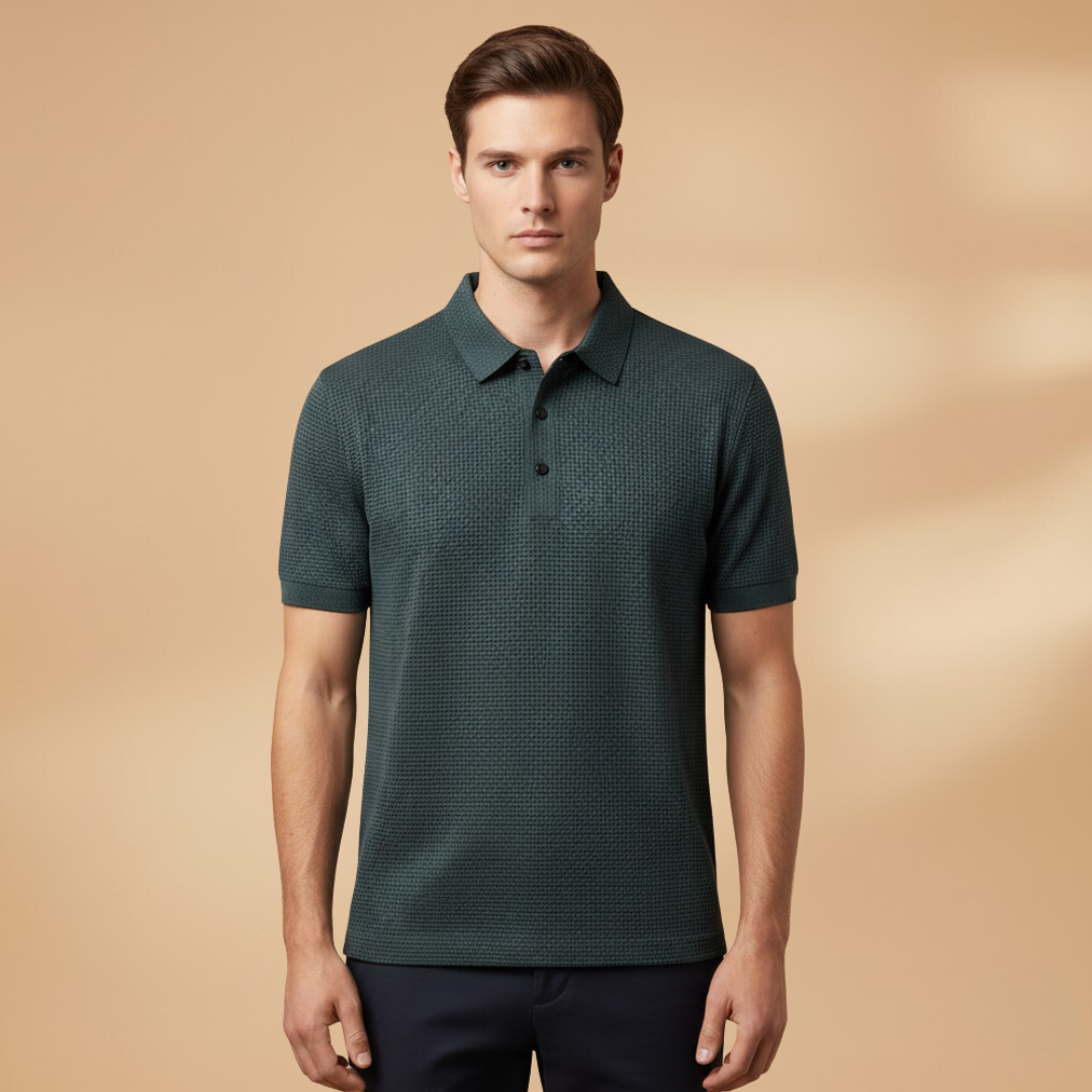 Tommy Men’s Short Sleeve Polo Shirt with Collar and Button Placket