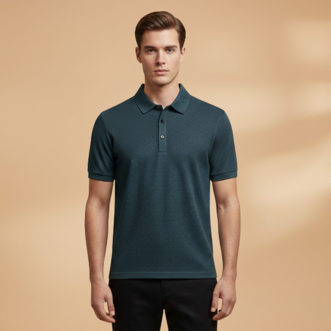 Tommy Men’s Short Sleeve Polo Shirt with Collar and Button Placket