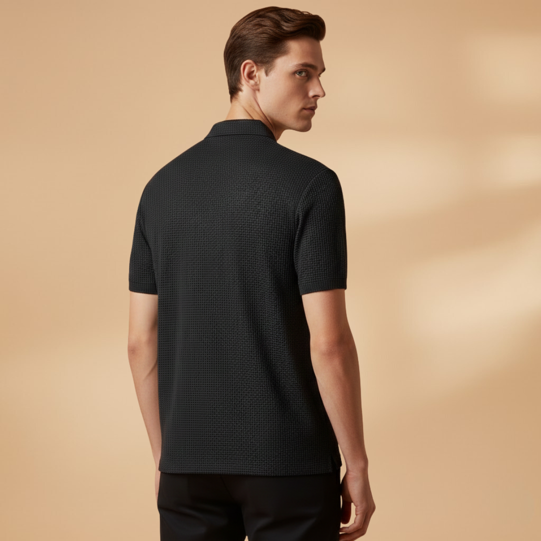 Tommy Men’s Short Sleeve Polo Shirt with Collar and Button Placket