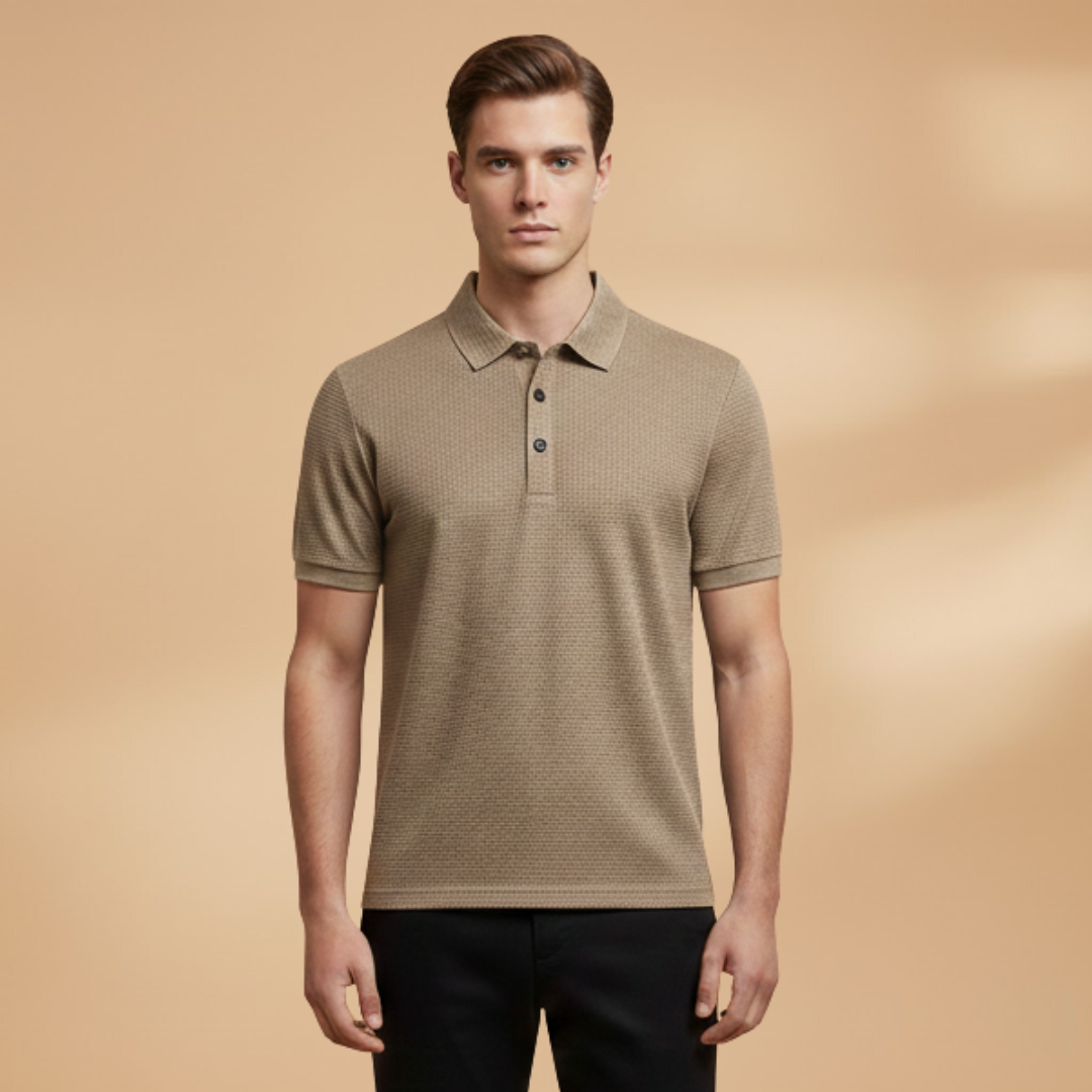 Tommy Men’s Short Sleeve Polo Shirt with Collar and Button Placket