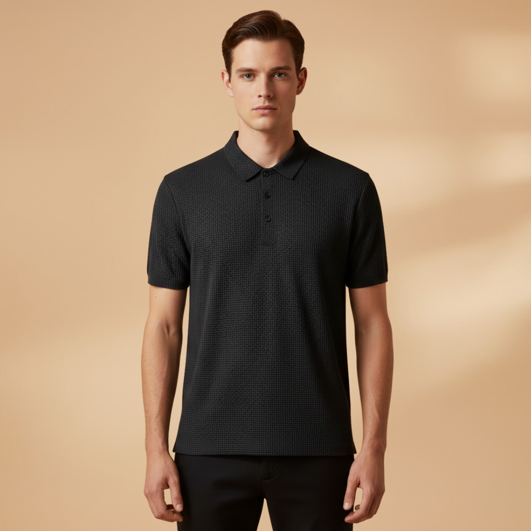 Tommy Men’s Short Sleeve Polo Shirt with Collar and Button Placket