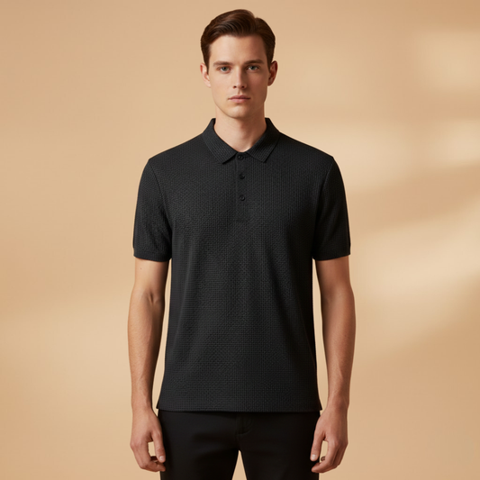 Tommy Men’s Short Sleeve Polo Shirt with Collar and Button Placket
