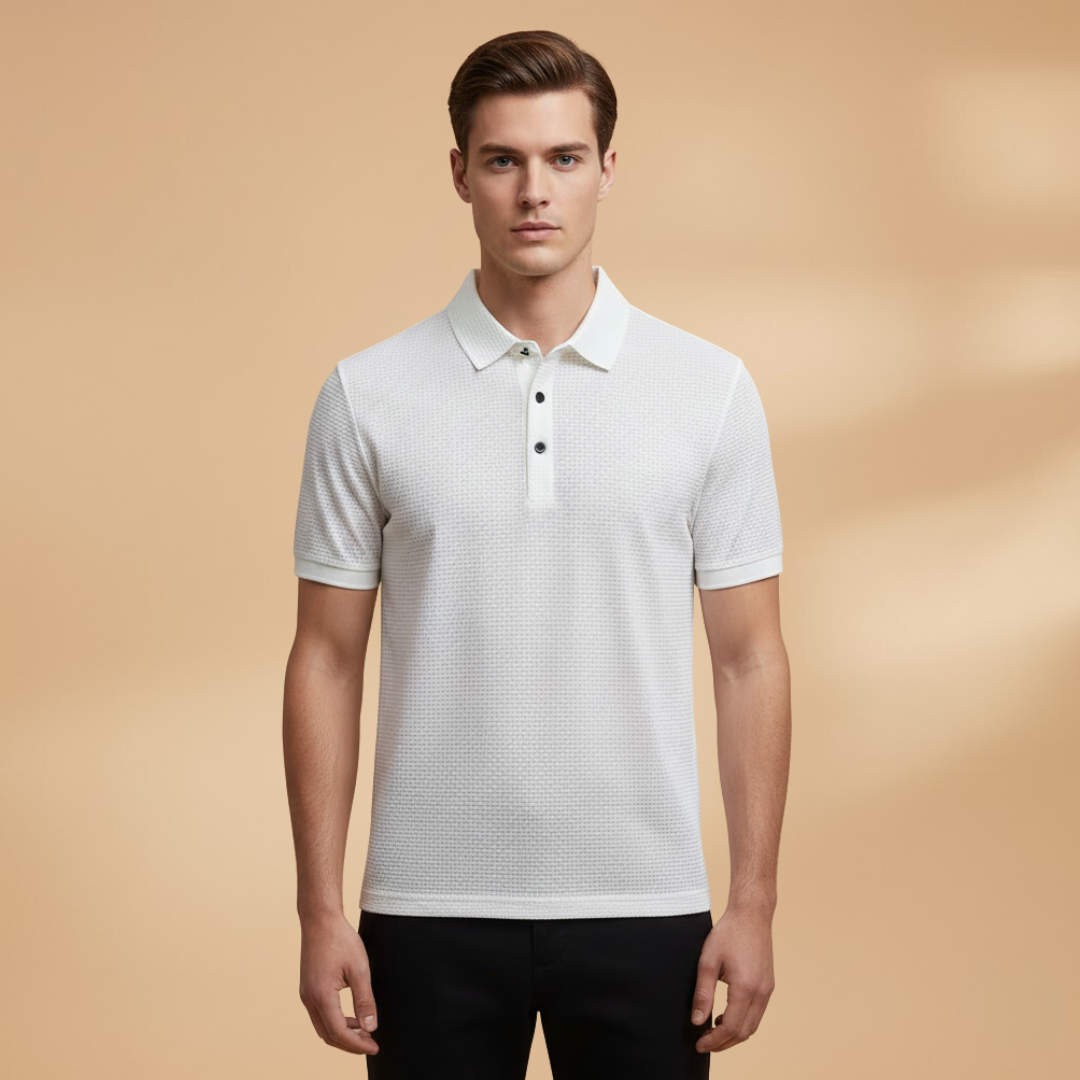 Tommy Men’s Short Sleeve Polo Shirt with Collar and Button Placket