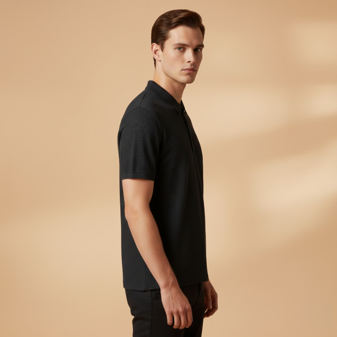 Tommy Men’s Short Sleeve Polo Shirt with Collar and Button Placket