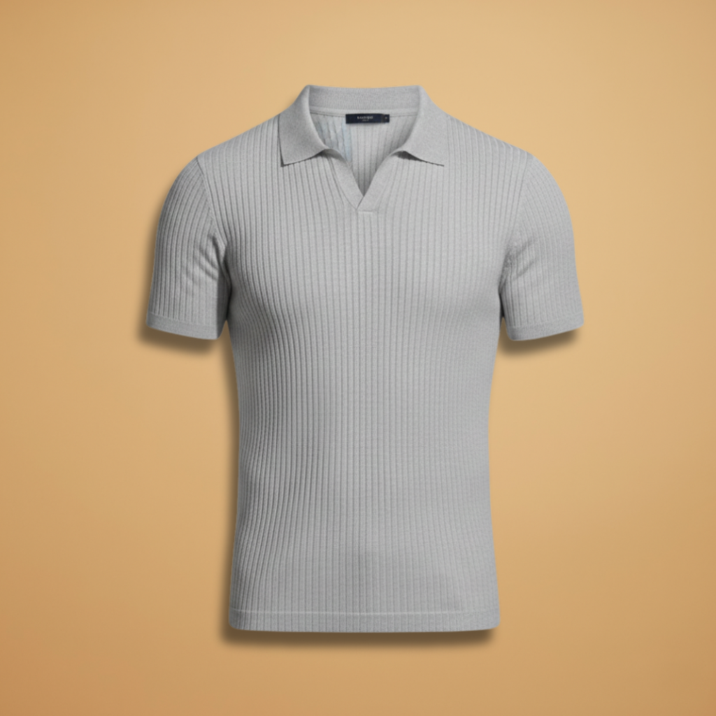 Men’s Slim Fit Polo Shirt with Ribbed Design