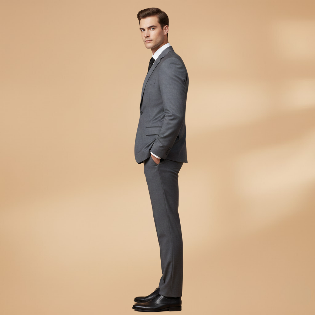 Men’s Suit Set with Blazer-Trousers-Shirt and Tie
