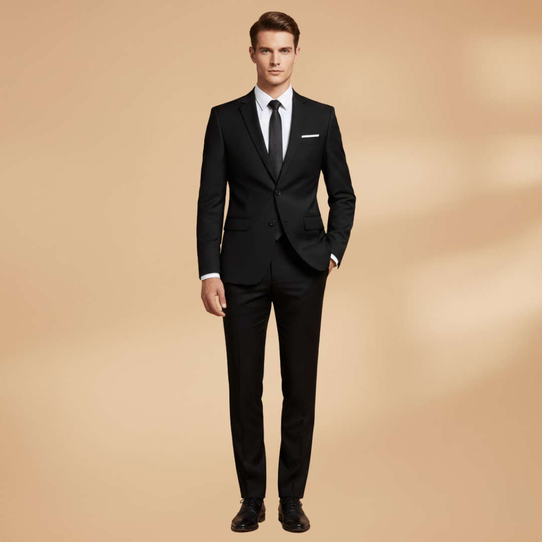 Men’s Suit Set with Blazer-Trousers-Shirt and Tie