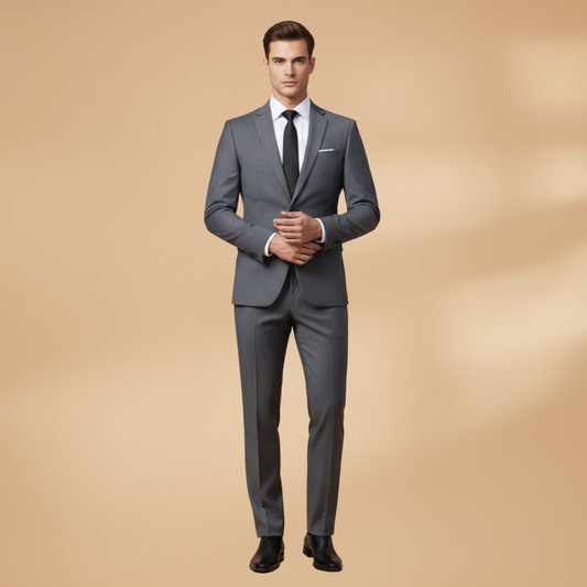 Men’s Suit Set with Blazer-Trousers-Shirt and Tie