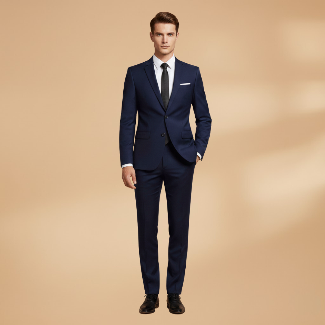 Men’s Suit Set with Blazer-Trousers-Shirt and Tie
