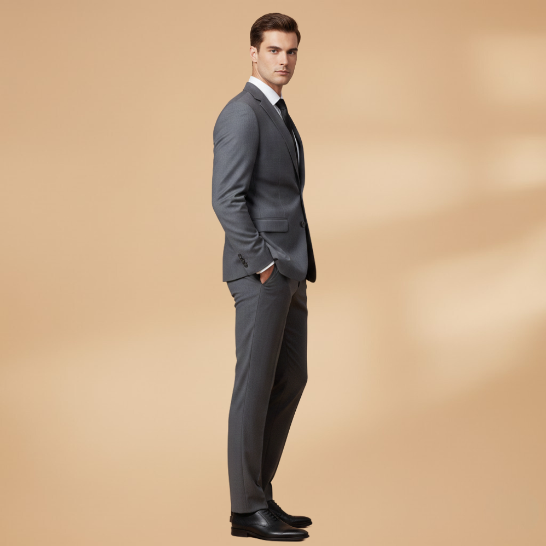Men’s Suit Set with Blazer-Trousers-Shirt and Tie