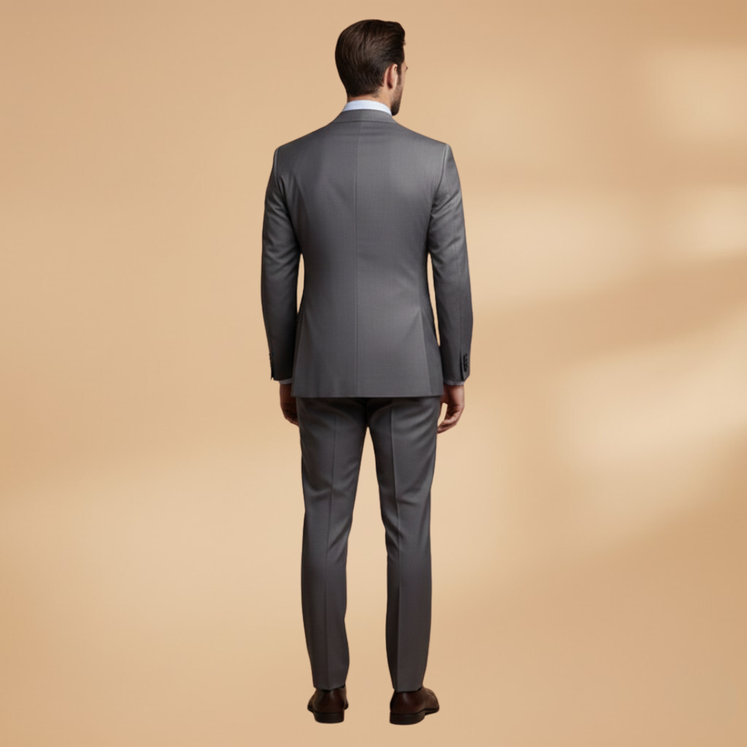 Men’s Suit Set with Single-Breasted Notch Lapel Jacket and Straight Trousers