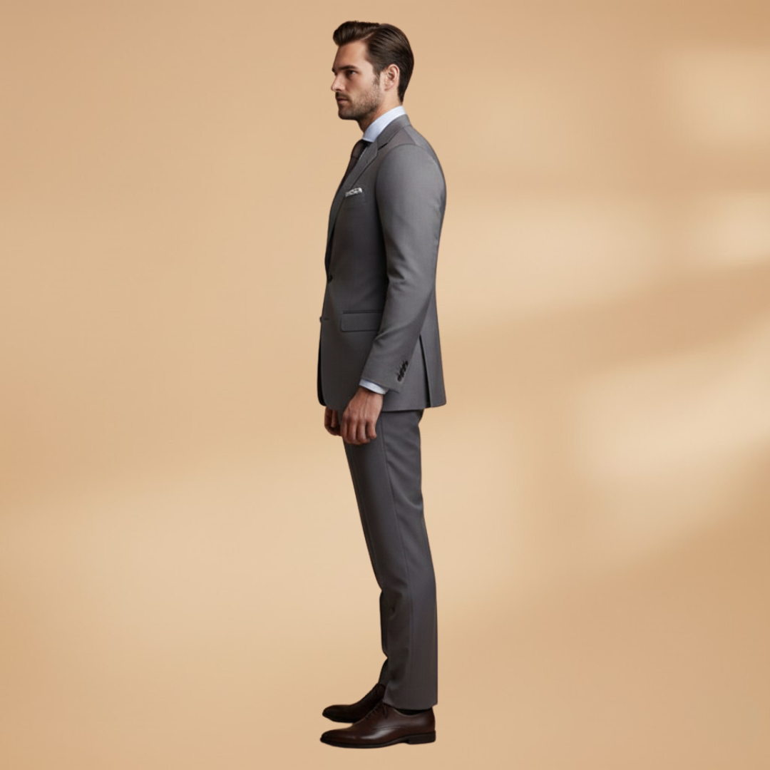 Men’s Suit Set with Single-Breasted Notch Lapel Jacket and Straight Trousers