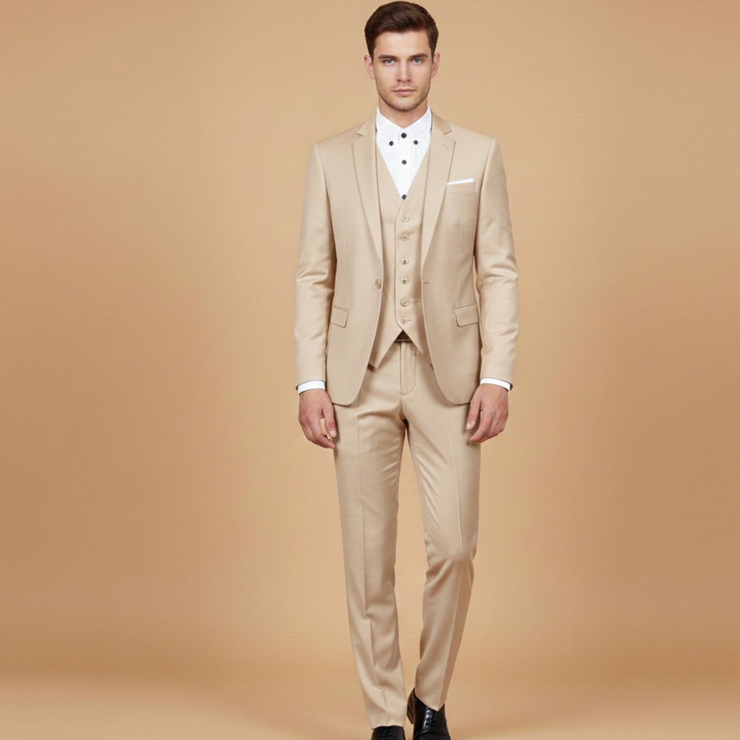 Men’s Suit with Jacket, Vest and Lightweight Fabric
