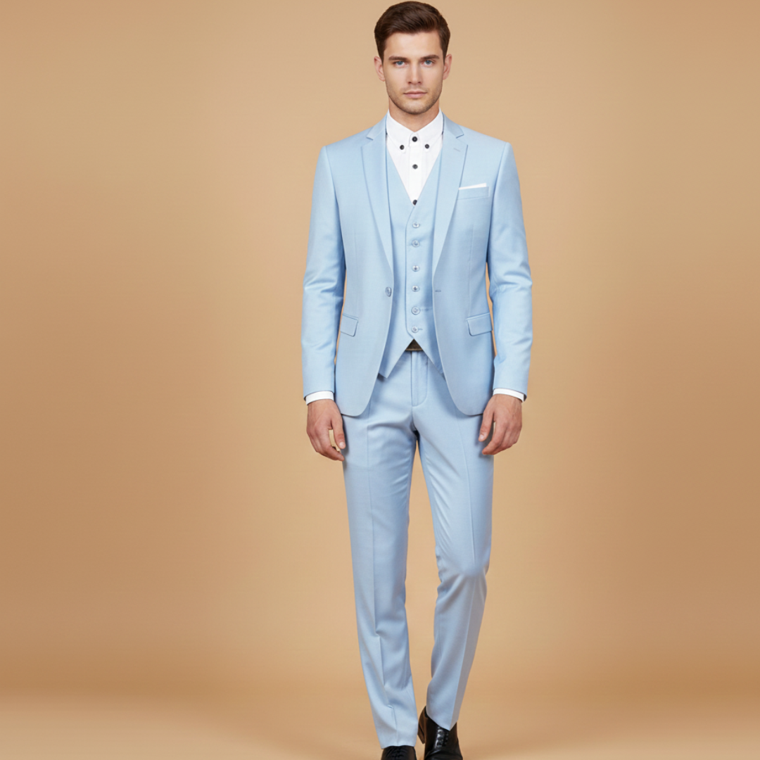 Men’s Suit with Jacket, Vest and Lightweight Fabric
