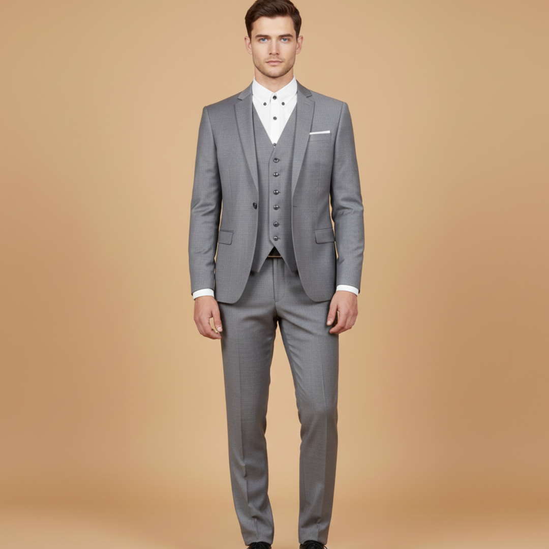 Men’s Suit with Jacket, Vest and Lightweight Fabric
