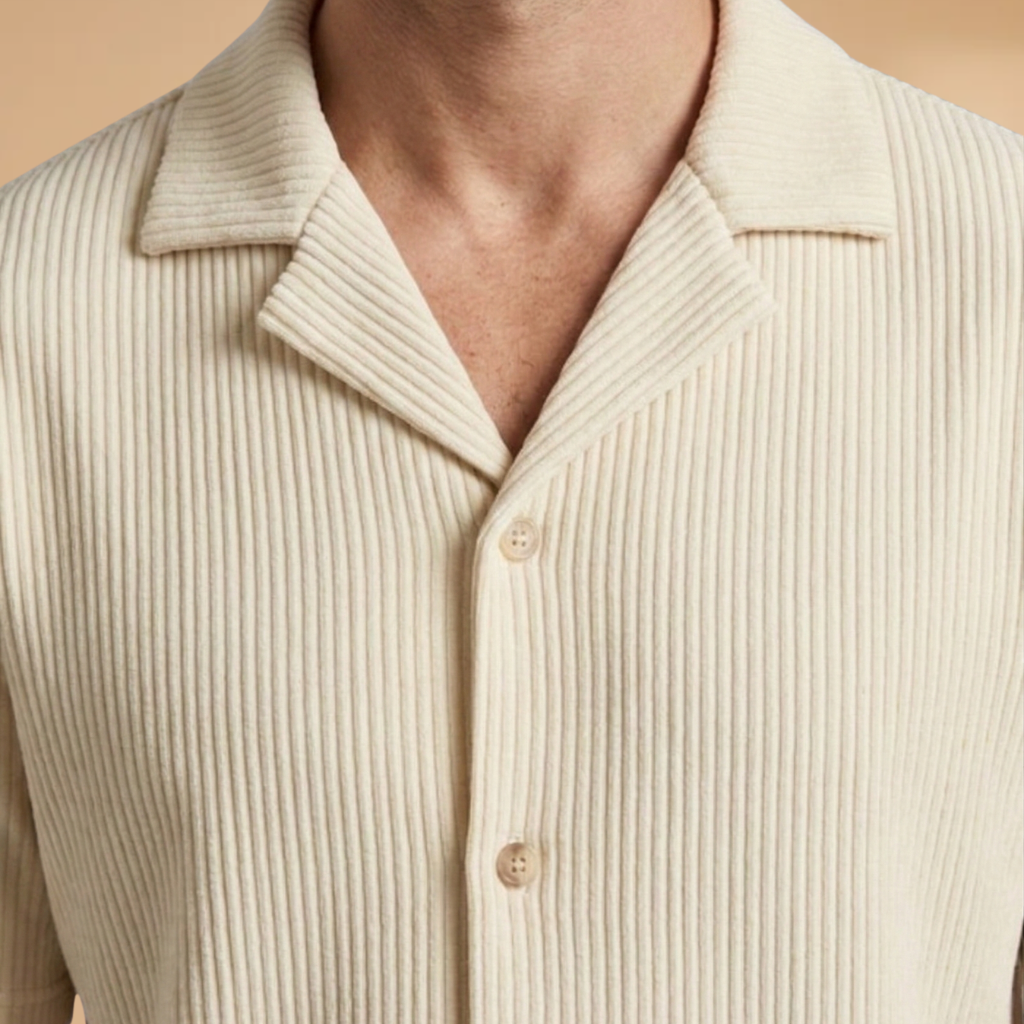 Men’s Summer Set with Button-Down Shirt and Loose-Fitting Shorts