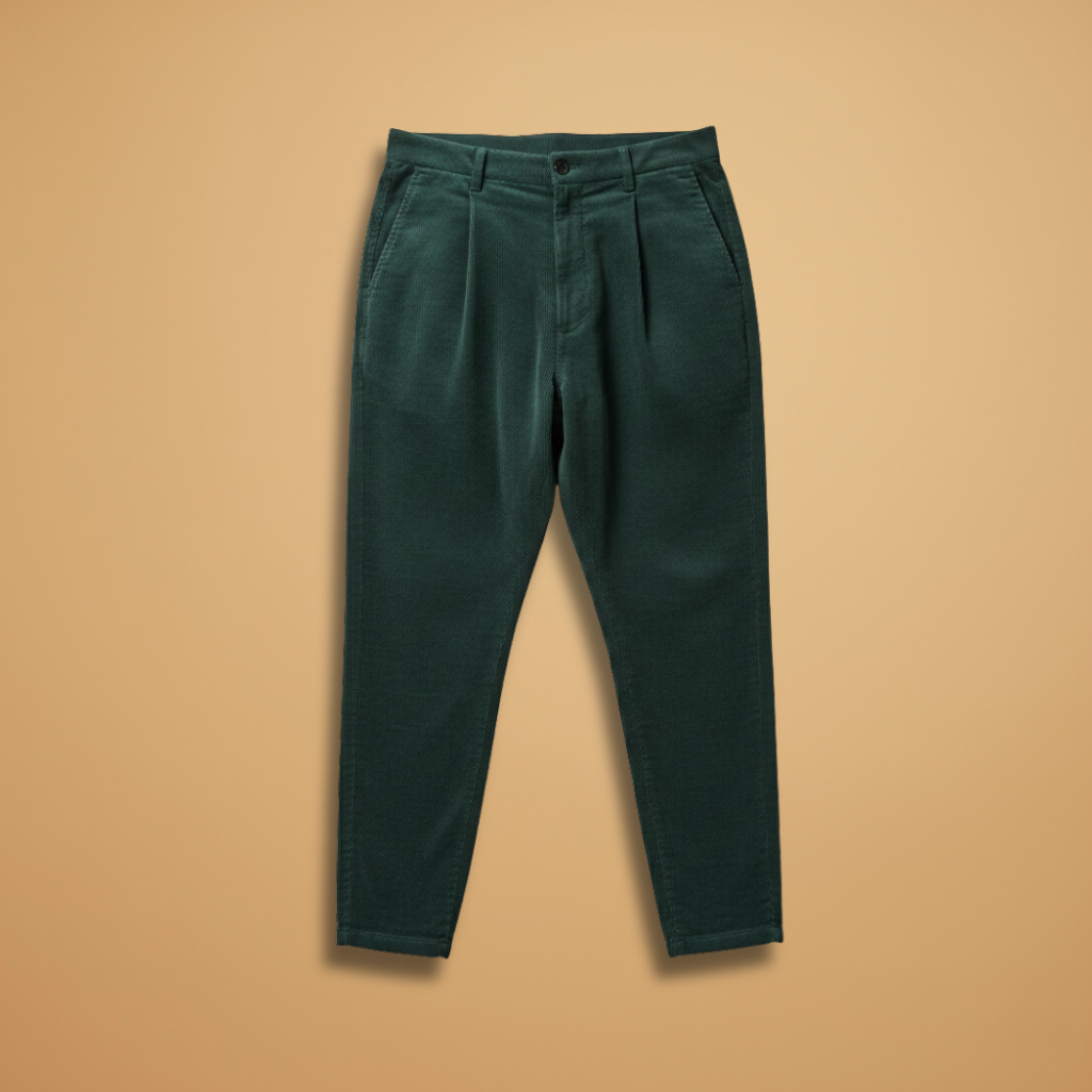Men's Summer Trousers with Elasticated Waistband and Cord Texture