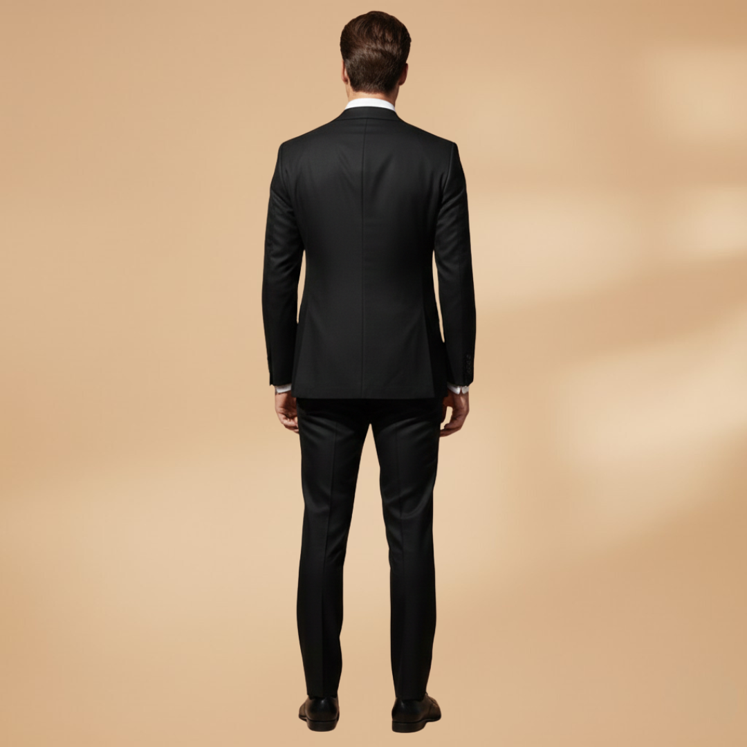 Men’s Three-Piece Suit Set with Single-Breasted Jacket Waistcoat and Trousers