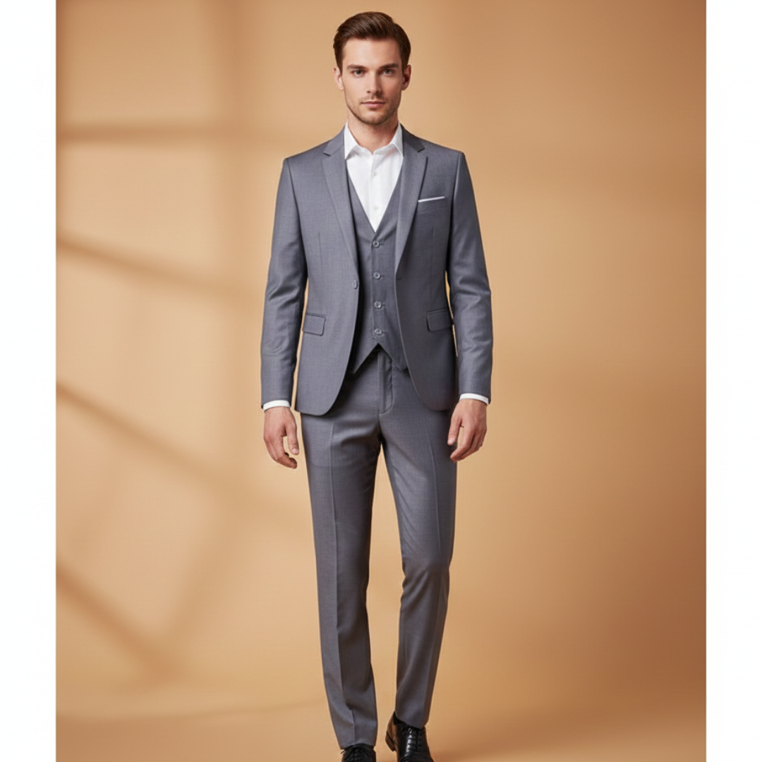 Men’s Three-Piece Suit with Jacket and Vest