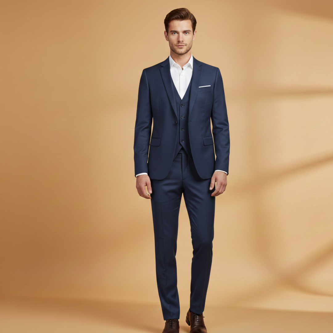 Men’s Three-Piece Suit with Jacket and Vest