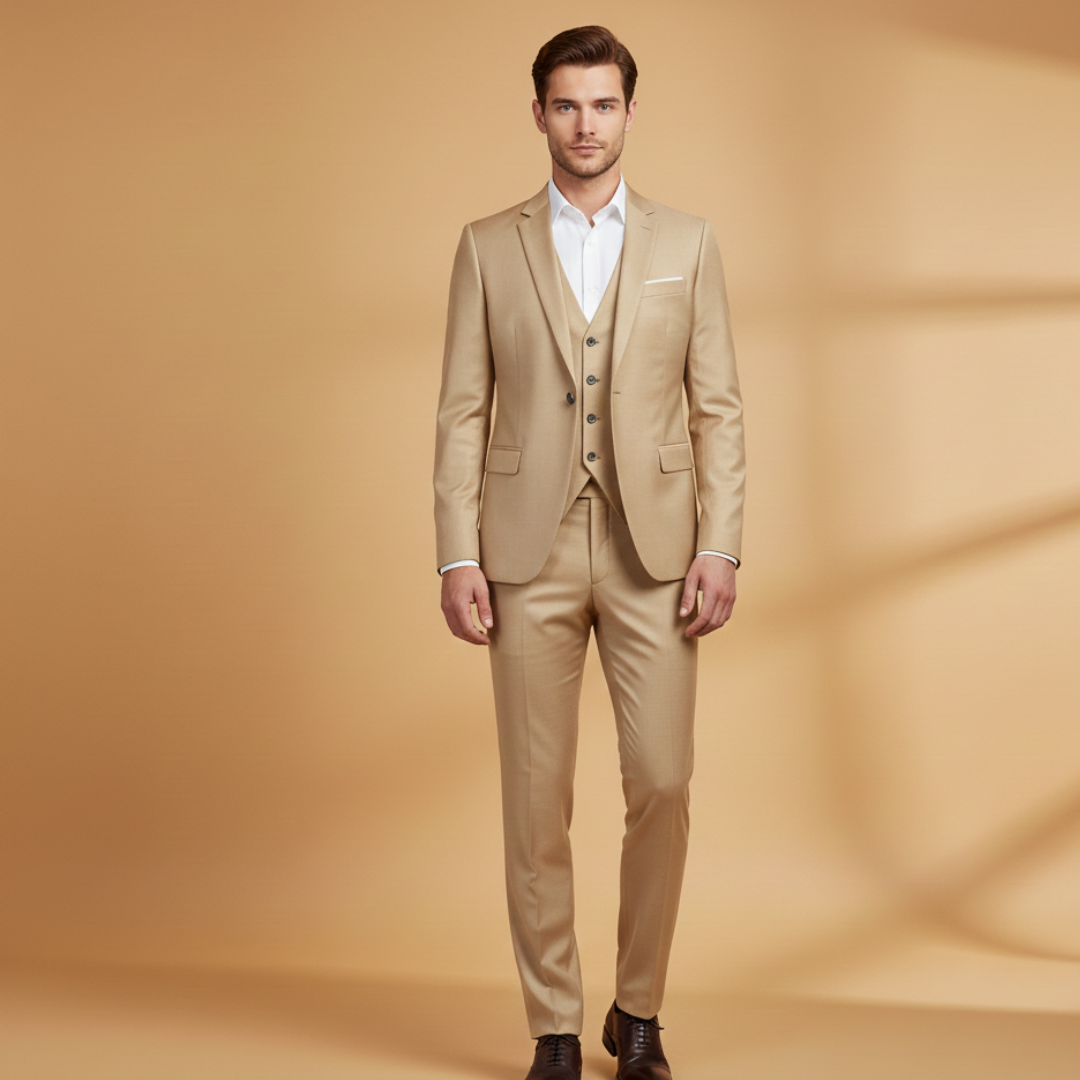 Men’s Three-Piece Suit with Jacket and Vest