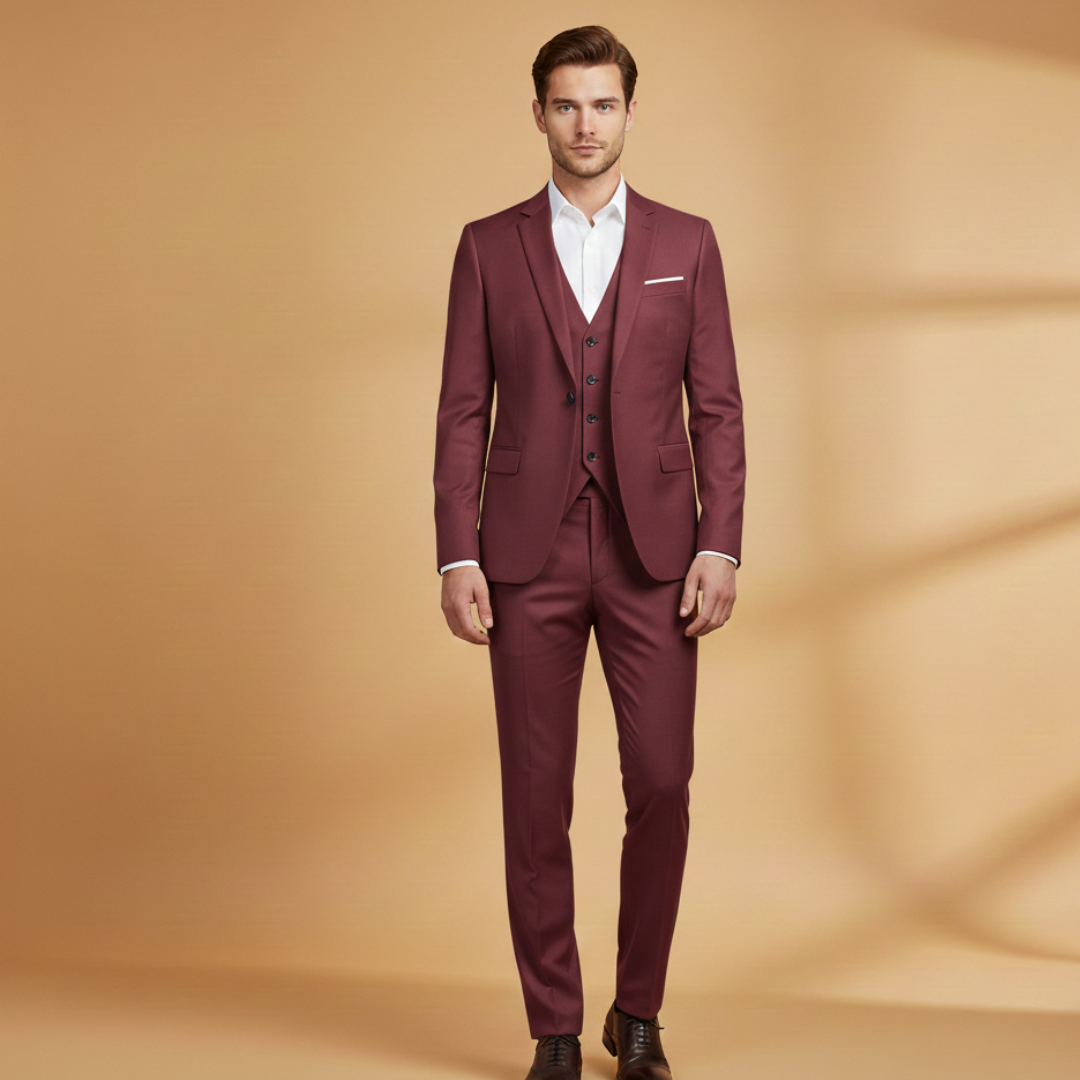 Men’s Three-Piece Suit with Jacket and Vest