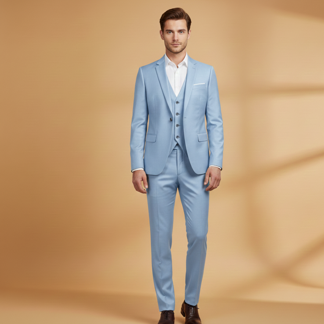 Men’s Three-Piece Suit with Jacket and Vest
