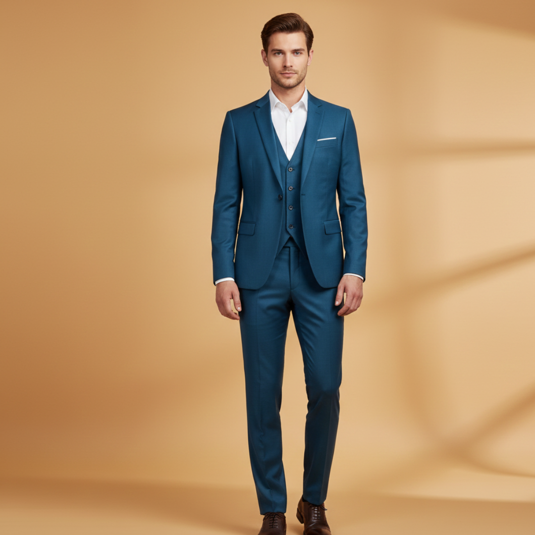 Men’s Three-Piece Suit with Jacket and Vest