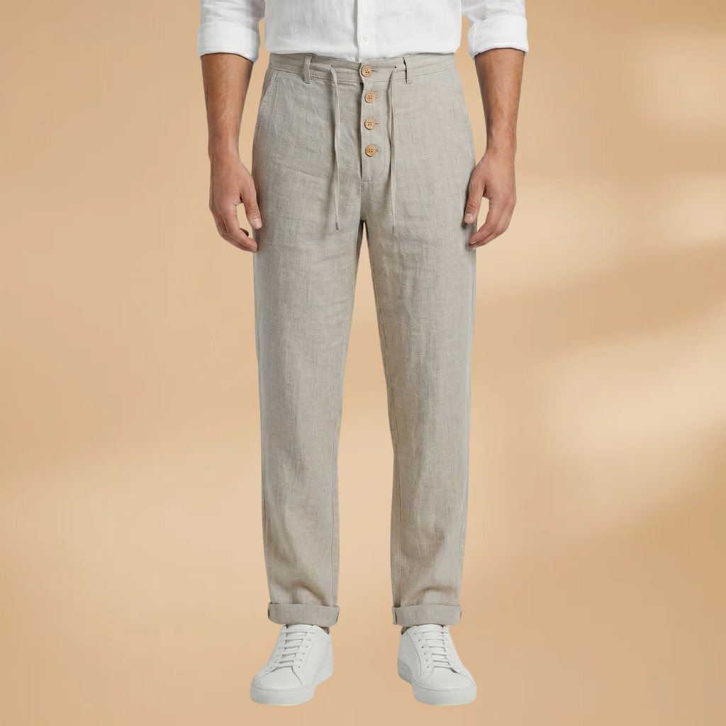 Men's Trousers with Pleated Front and Adjustable Waistband