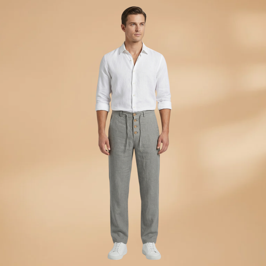 Men's Trousers with Pleated Front and Adjustable Waistband