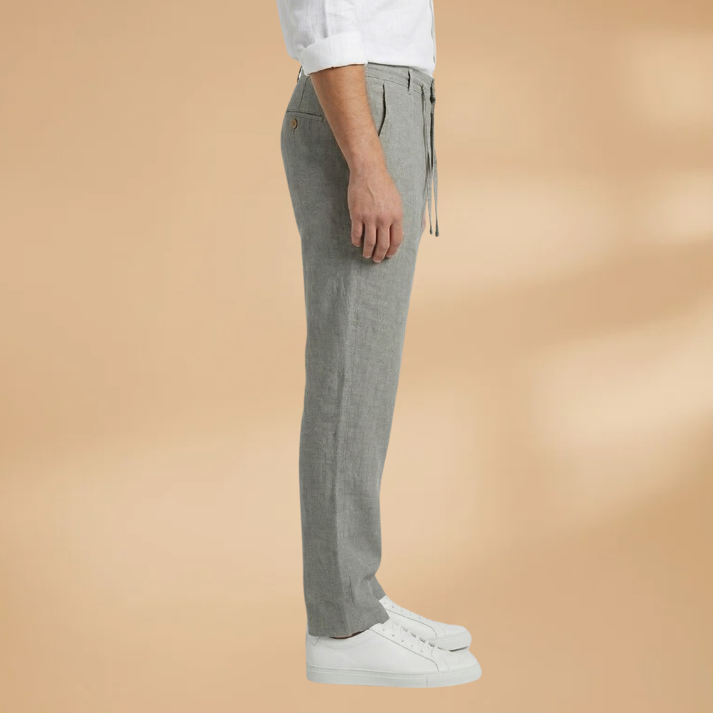 Men's Trousers with Pleated Front and Adjustable Waistband