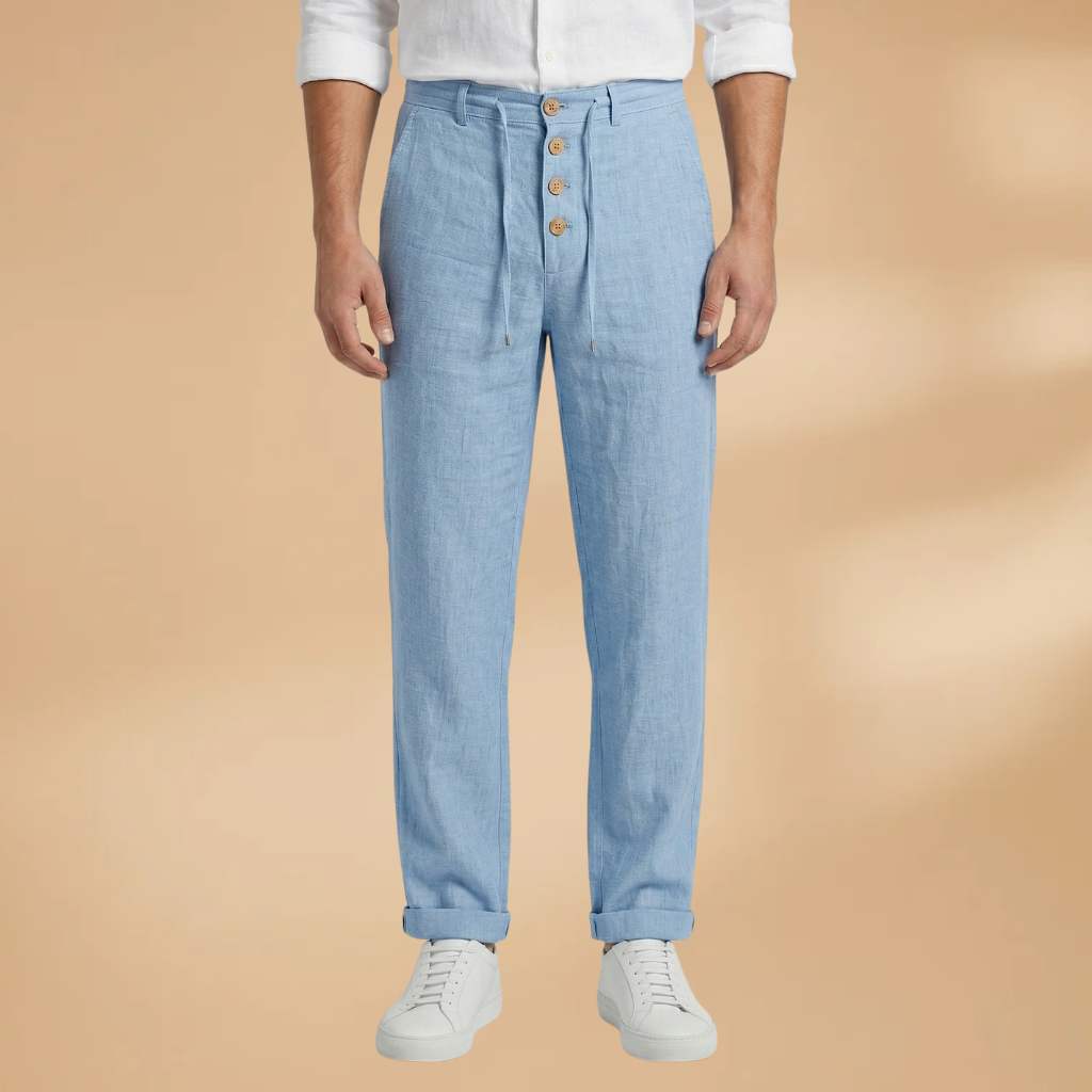 Men's Trousers with Pleated Front and Adjustable Waistband