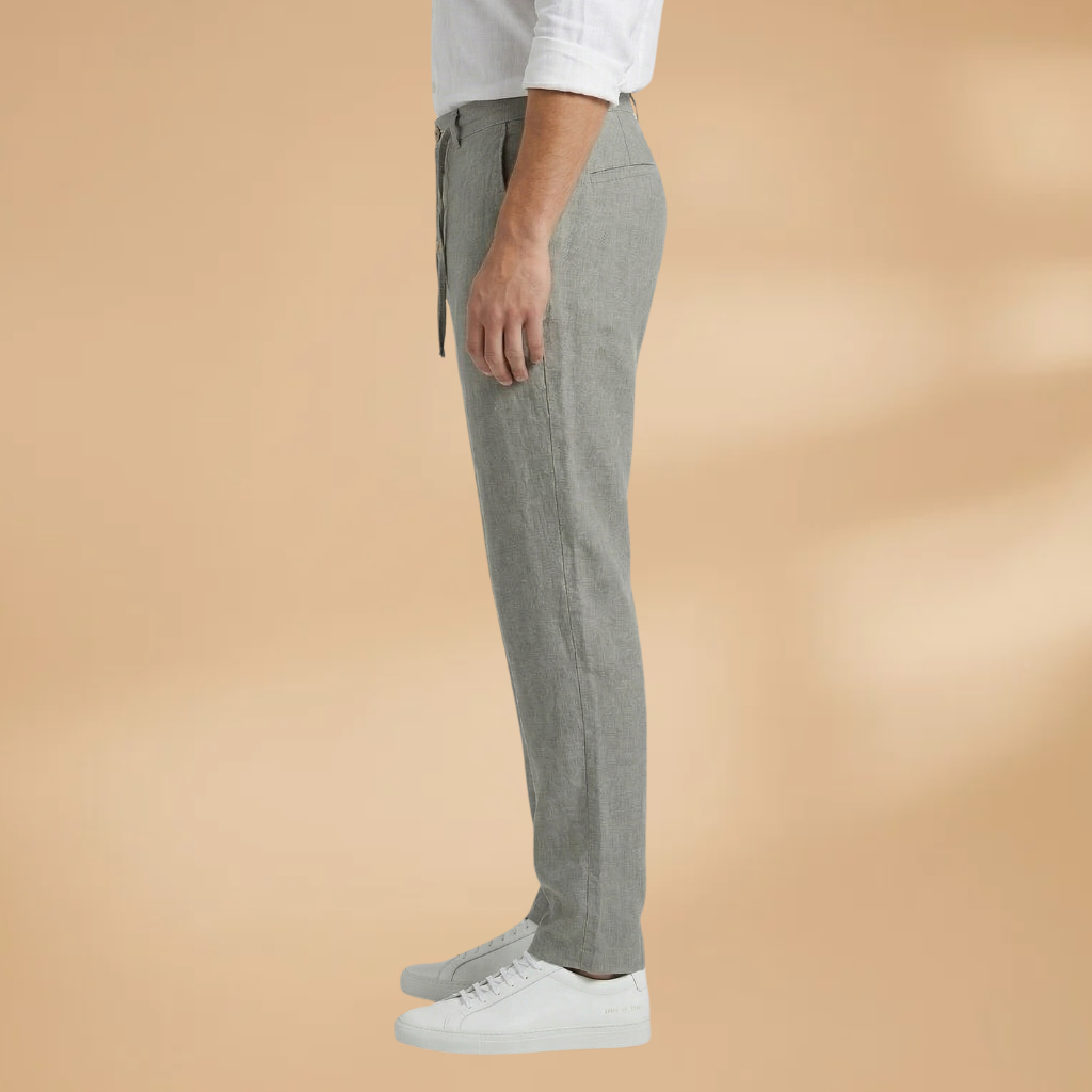 Men's Trousers with Pleated Front and Adjustable Waistband