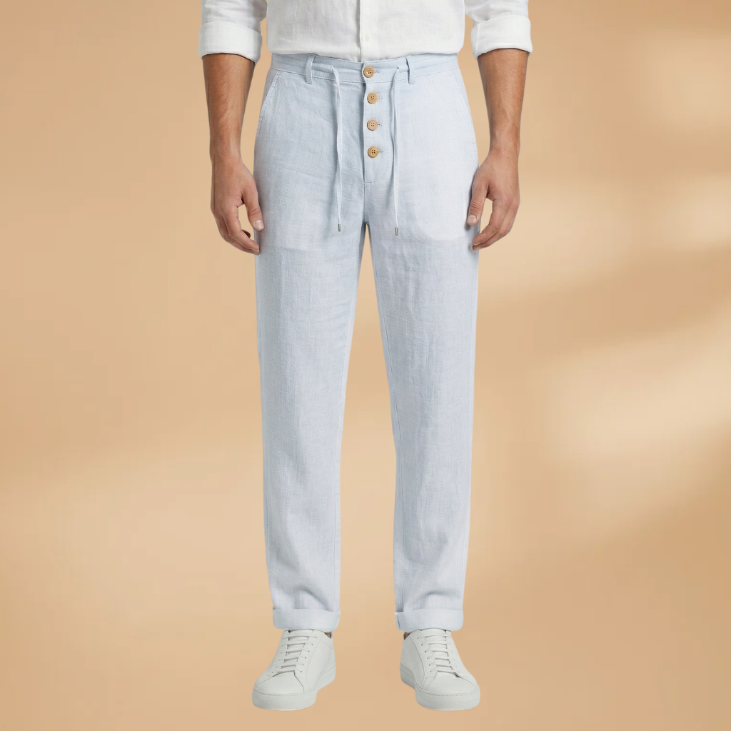 Men's Trousers with Pleated Front and Adjustable Waistband