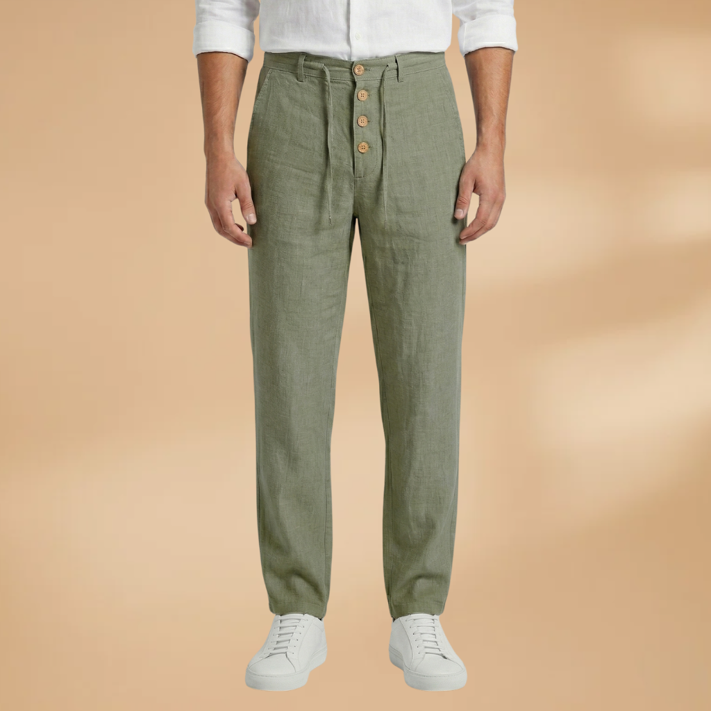 Men's Trousers with Pleated Front and Adjustable Waistband