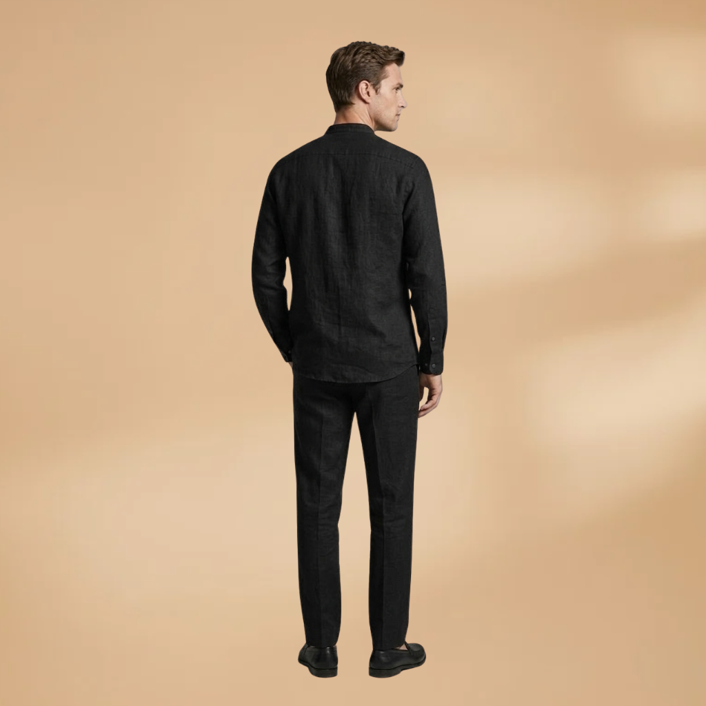 Men's Two-Piece Set with Long Sleeve Shirt and Trousers