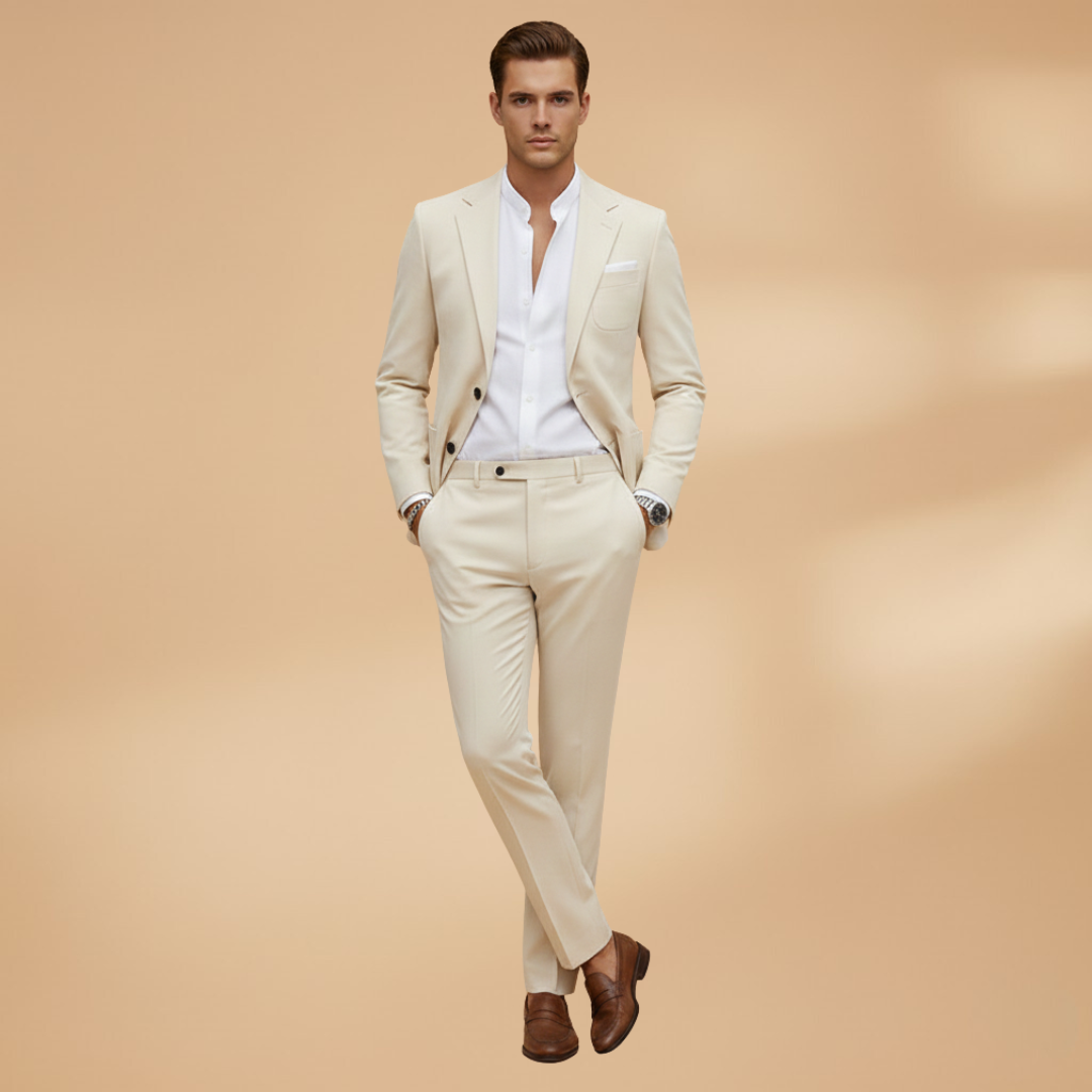 Men’s Two-Piece Suit Set with Blazer and Trousers