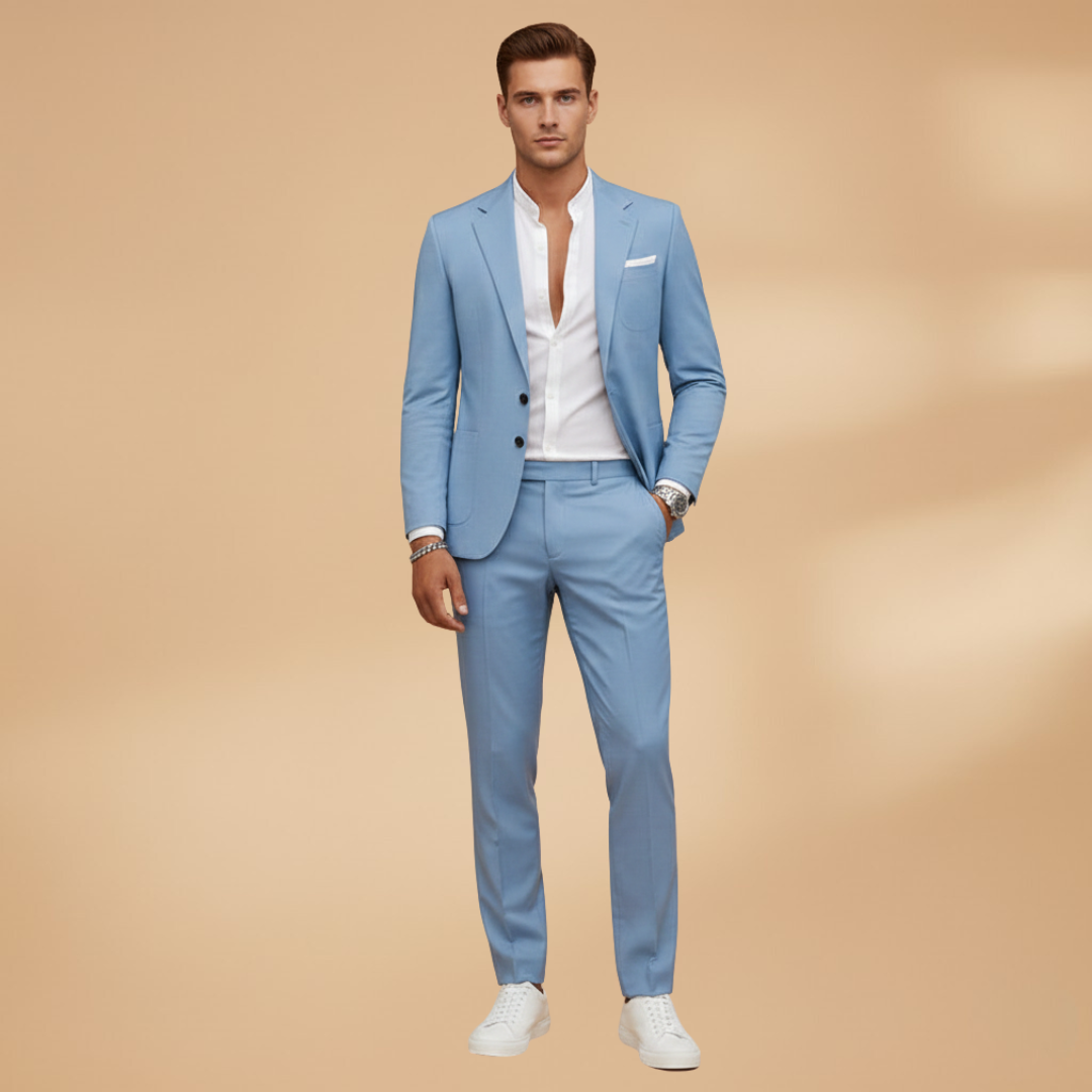 Men’s Two-Piece Suit Set with Blazer and Trousers