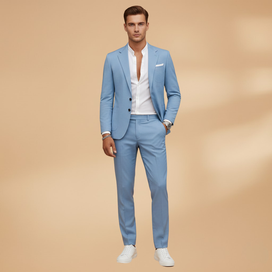 Men’s Two-Piece Suit Set with Blazer and Trousers