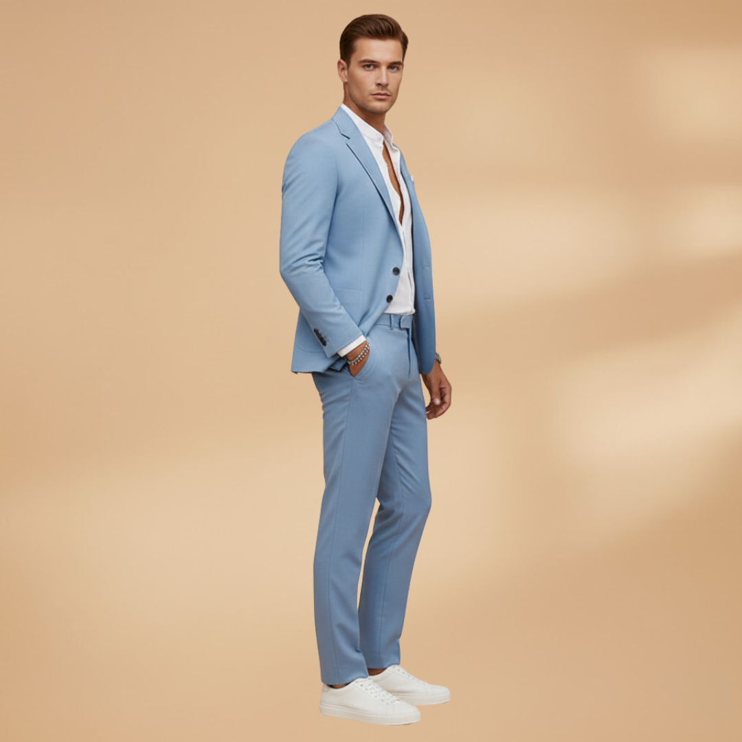 Men’s Two-Piece Suit Set with Blazer and Trousers